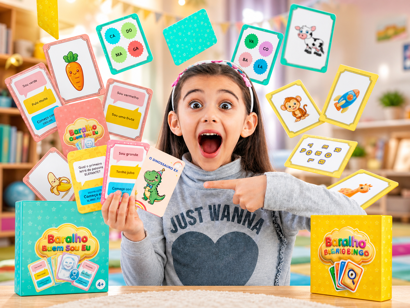 Jogando e Lendo — baralhos infantis para alfabetização